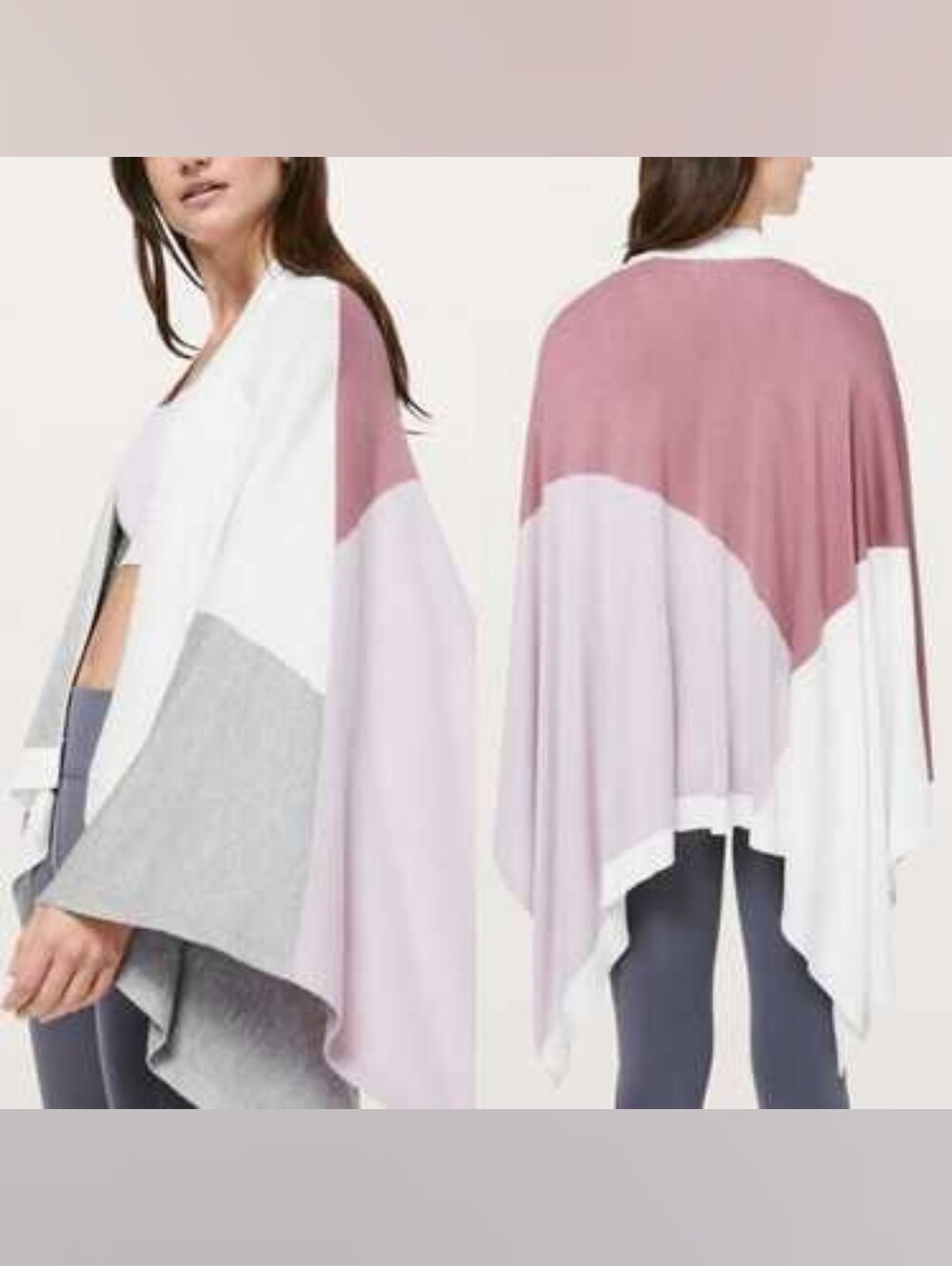 Lululemon Hatha Wrap Quicksand Misty Pink White Heathered Core Light Grey OS